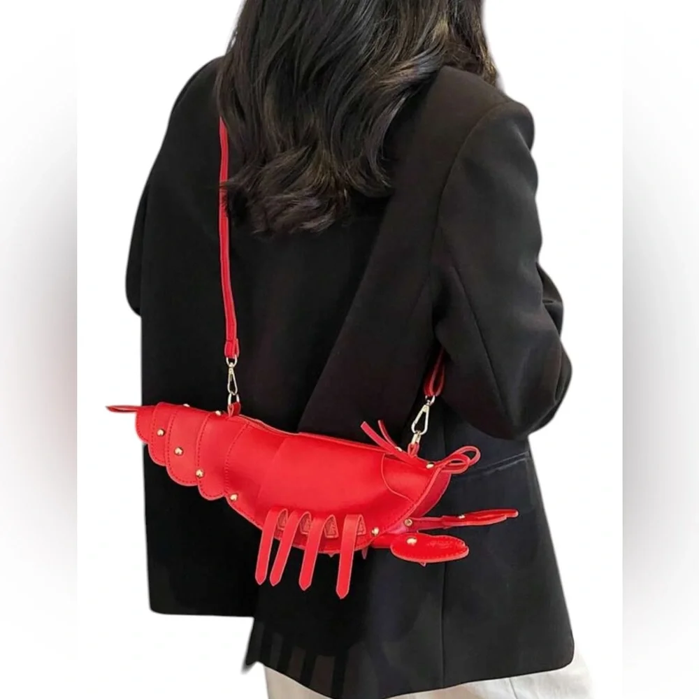 Boutique Red Lobster Statement Bag Coastal Chic Crossbody Purse - Picture 8 of 16